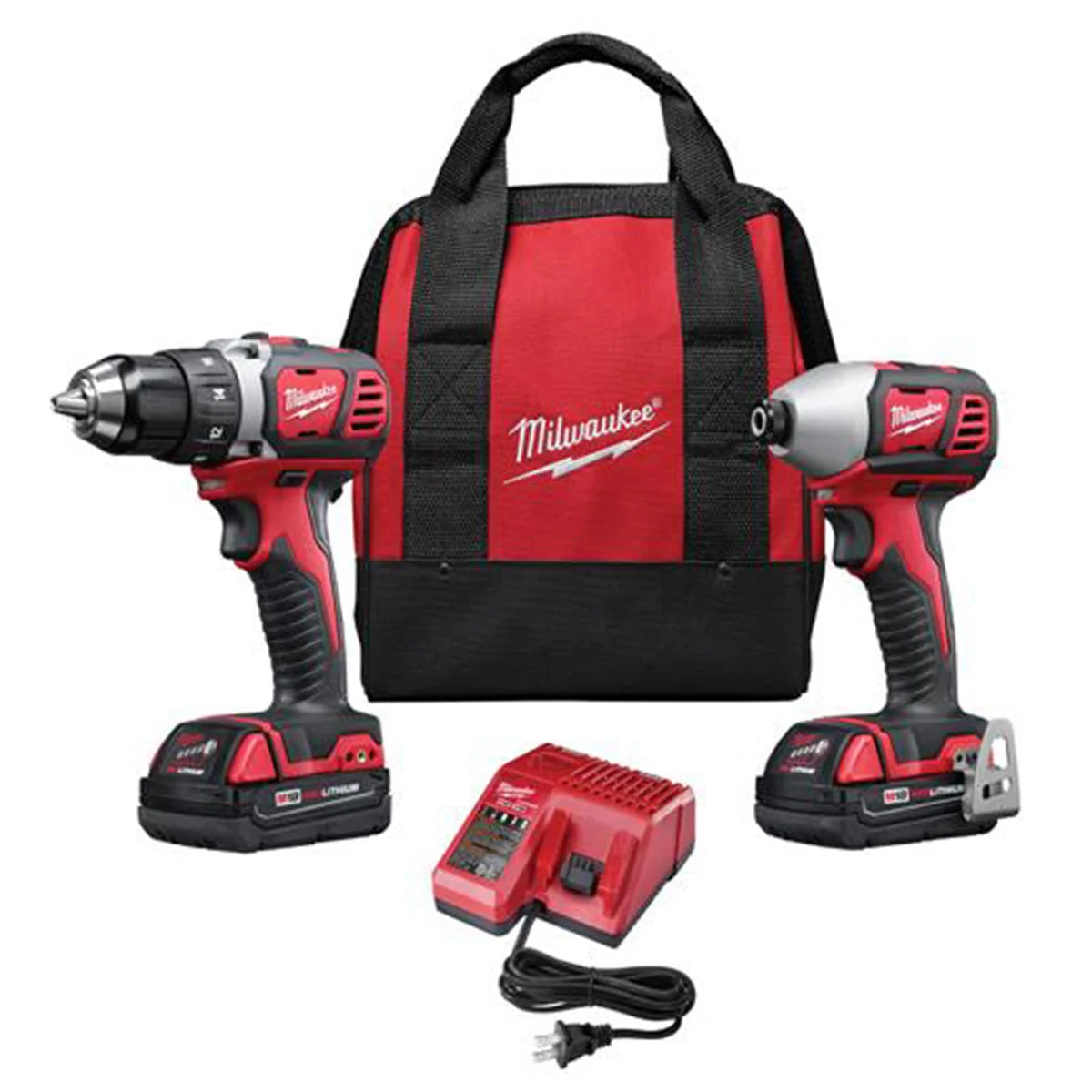 Electric Tools M18 Combo Kit - Professional 18V Compact Drill and Impact Driver Set with Accessories
