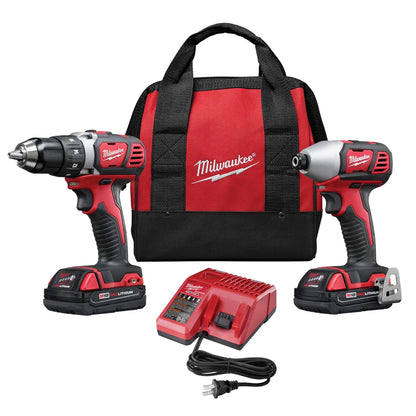 Electric Tools M18 Combo Kit - Professional 18V Compact Drill and Impact Driver Set with Accessories