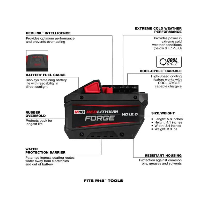 Milwaukee M18 FORGE HD 12.0 Ah Lithium-Ion Battery Pack - Unmatched Power and Performance