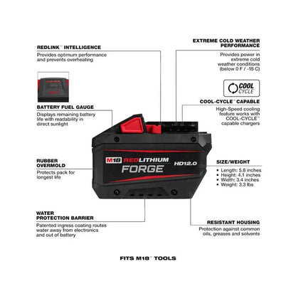 Milwaukee M18 FORGE HD 12.0 Ah Lithium-Ion Battery Pack - Unmatched Power and Performance